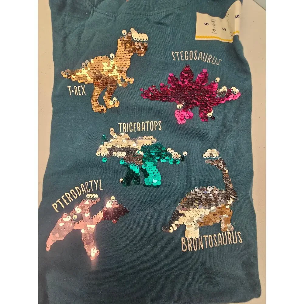 NWT Cat & Jack Sequins Dinosaur Long Sleeve Top Size 6/6X